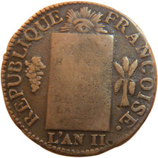 FRANCE, 1 Sol, 1793, Dijon, VF(30-35), Bronze, Gadoury #19, 11.40