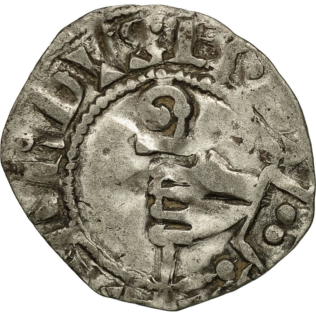 Moneta, Francia, Champagne, Burchard, Denarius, Meaux, BB, Argento, Boudeau:1773