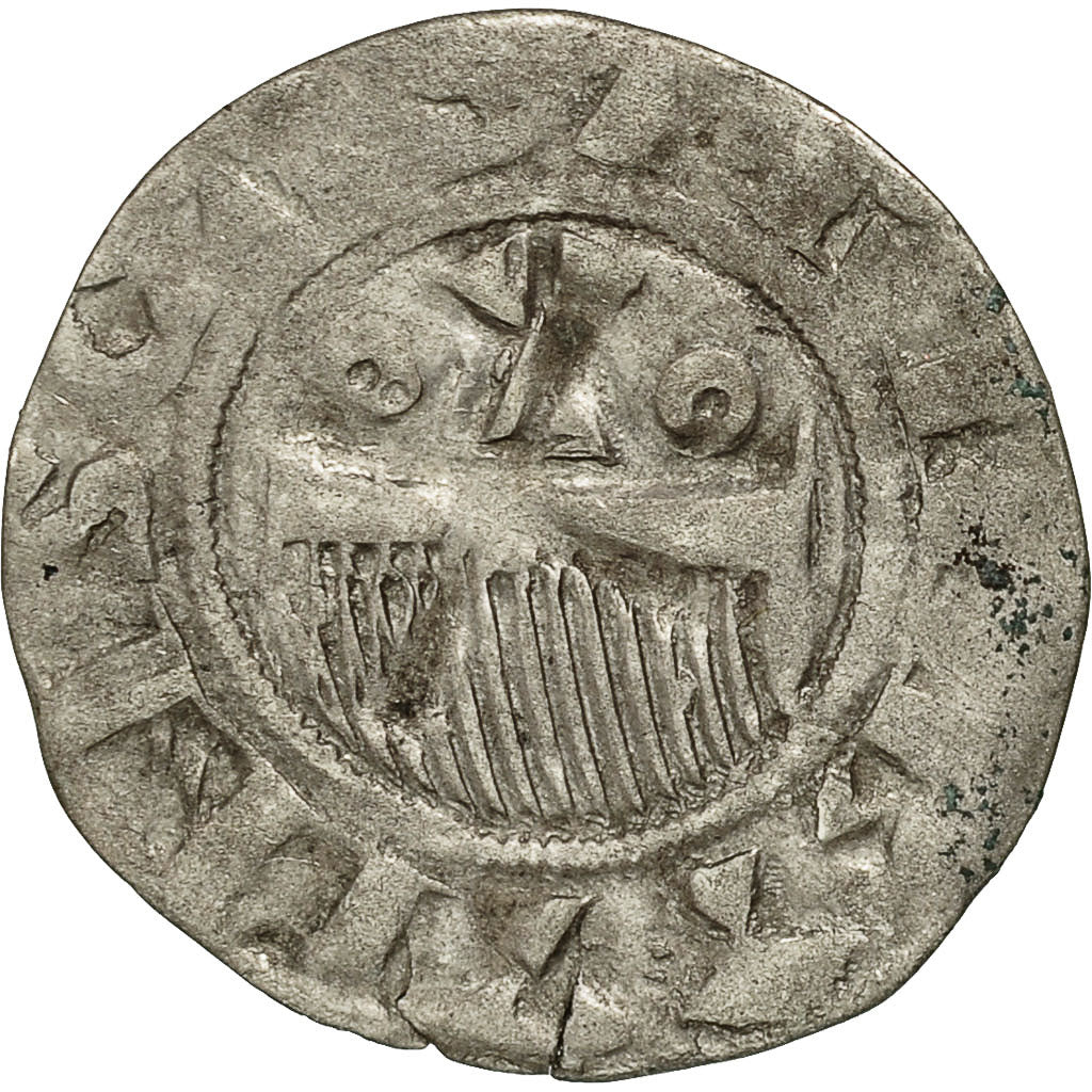 Moneta, Francia, Champagne, Thibaut II, Denarius, Provins, BB, Argento