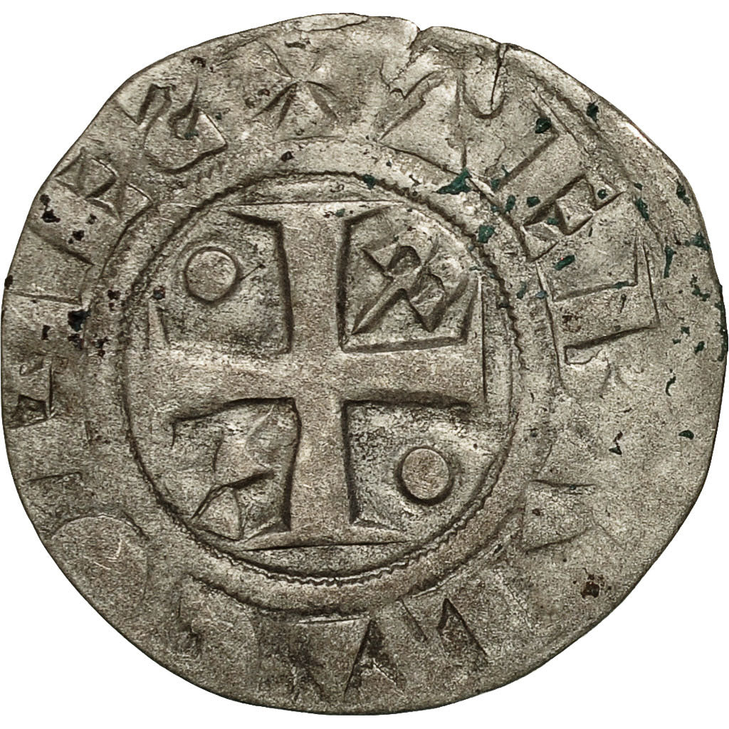 Moneta, Francia, Champagne, Thibaut II, Denarius, Provins, BB, Argento