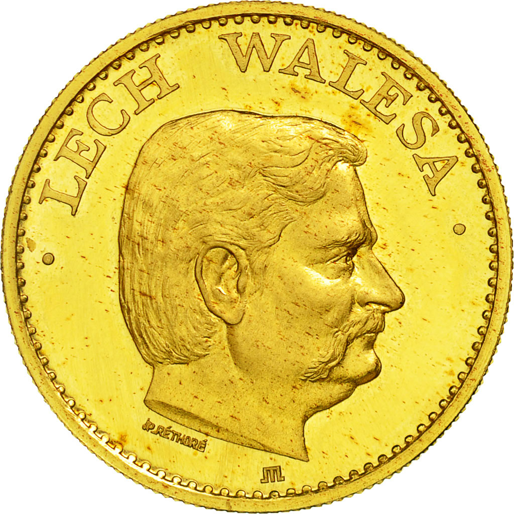 France, Medal, Lech Walesa, 1983, JP. Réthoré, MS(63), Gold