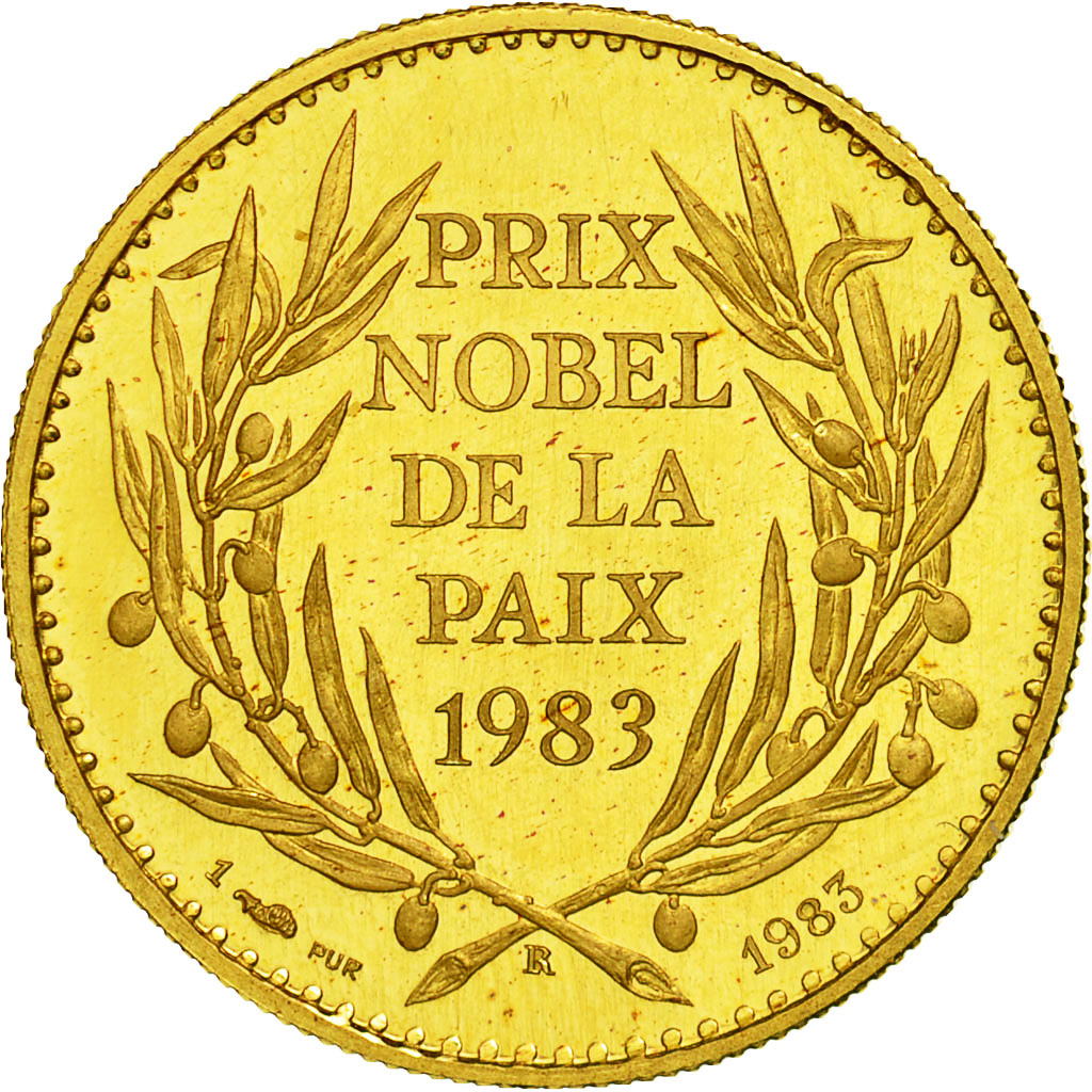 France, Medal, Lech Walesa, 1983, JP. Réthoré, MS(63), Gold