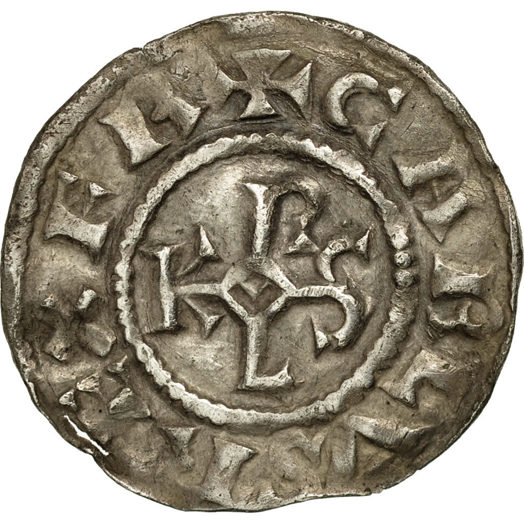 Coin, France, Charlemagne, Denarius, Arles, Very rare, EF(40-45), Silver