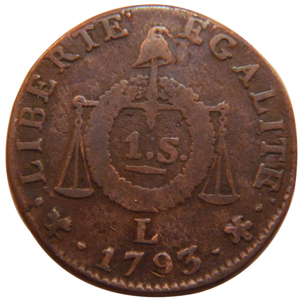 FRANCE, Sol aux balances françoise, Sol, 1793, Bayonne, KM #619.8, VF(30-35), B.