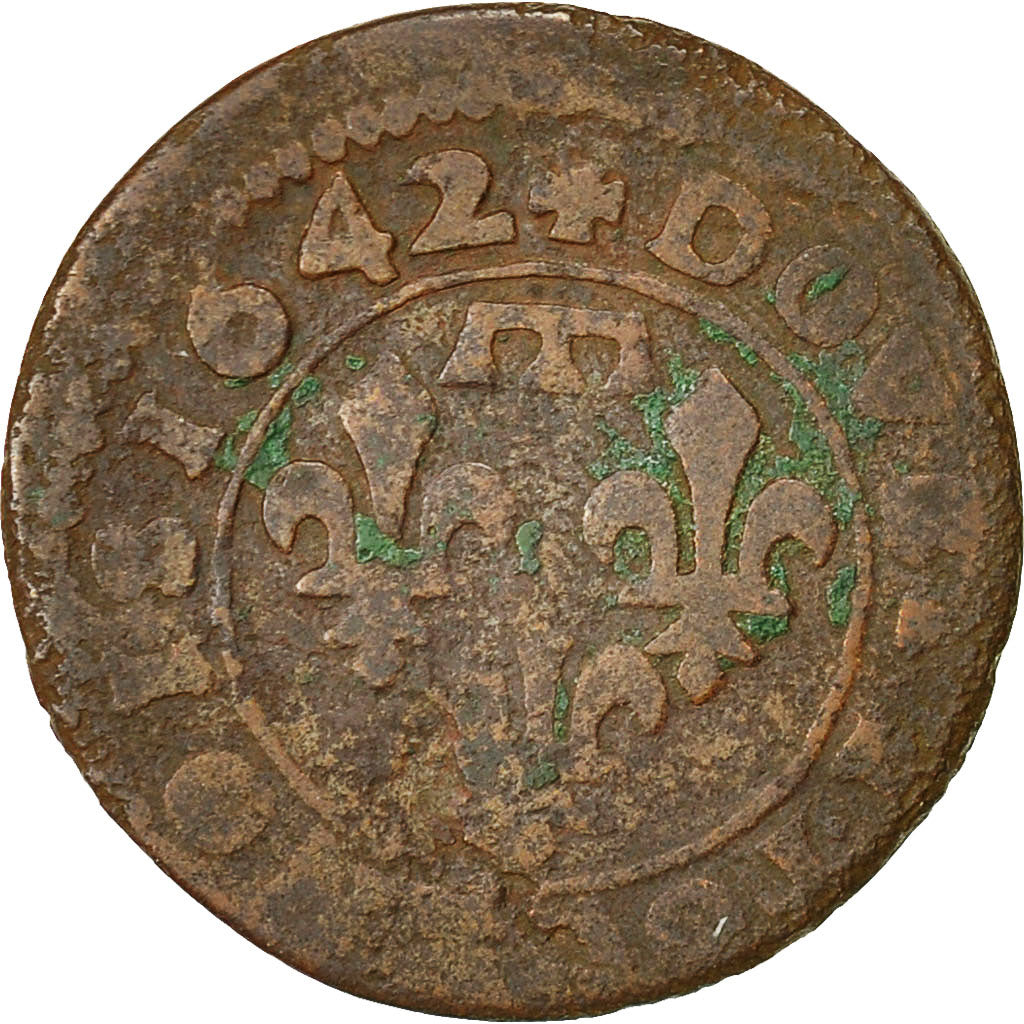 Munten, Frankrijk, DOMBES, Gaston van Orleans, Double Tournois, 1642, Trévoux