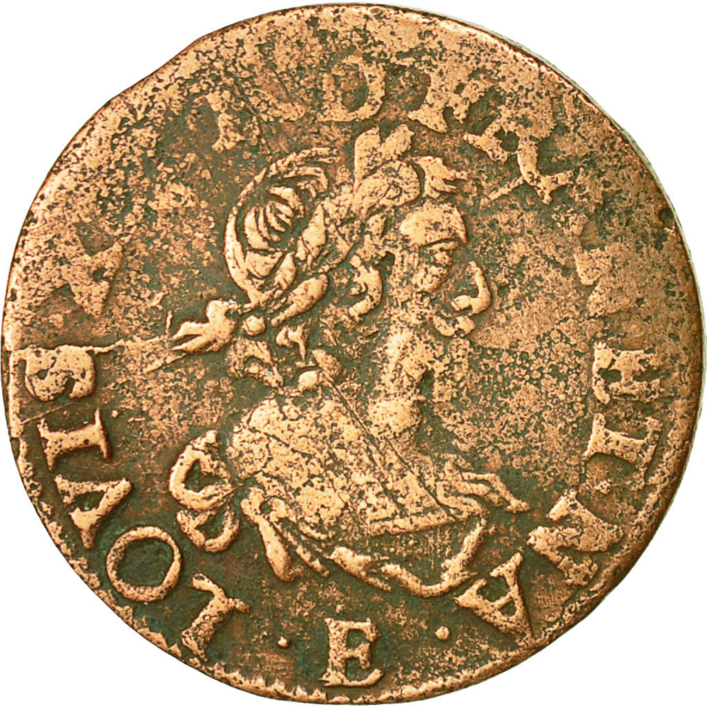 Monnaie, France, Louis XIII, Double Tournois, 1639, Tours, TB+, Cuivre, CGKL:476