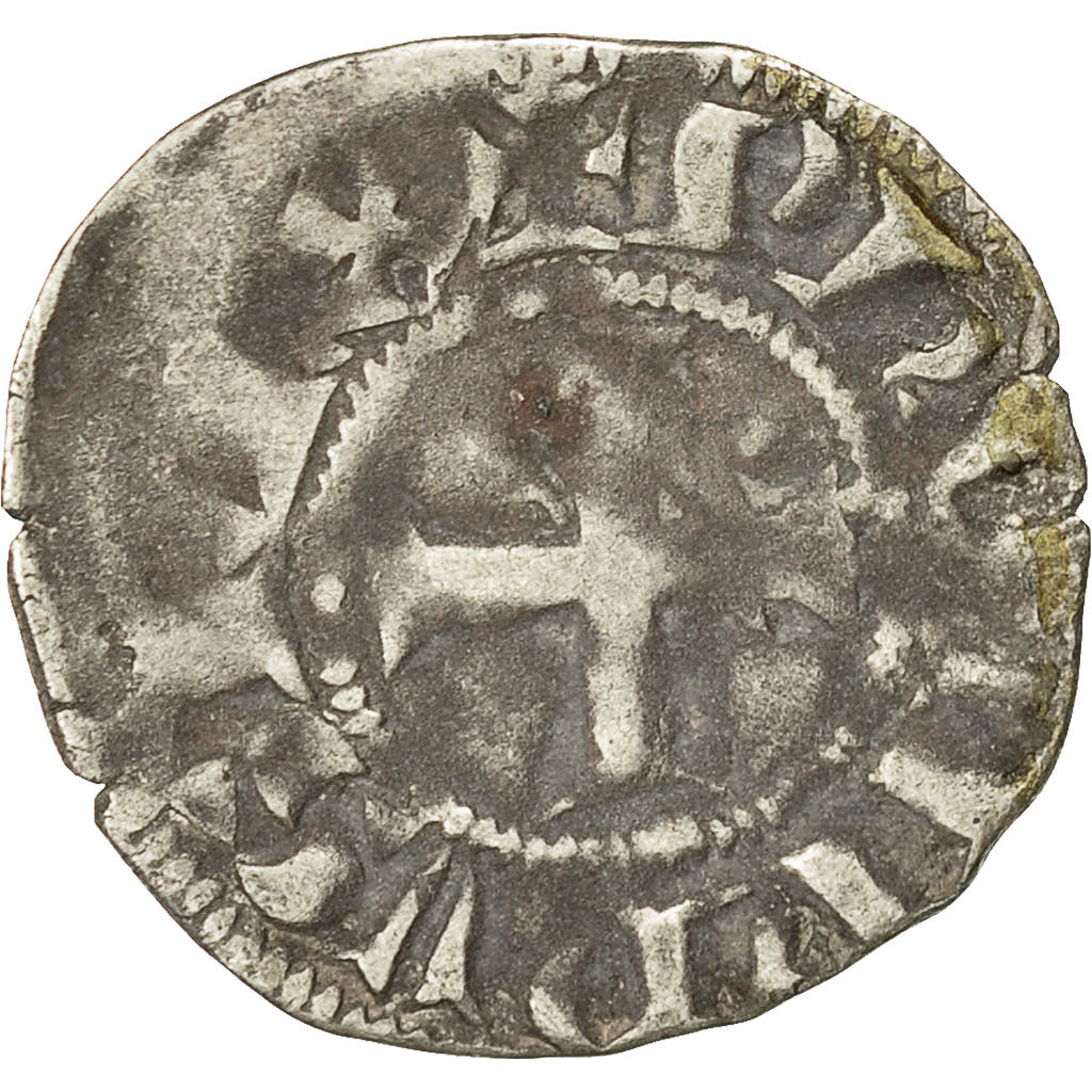 Moneta, Francia, Philip IV, Denier Tournois, MB+, Biglione, Duplessy:225