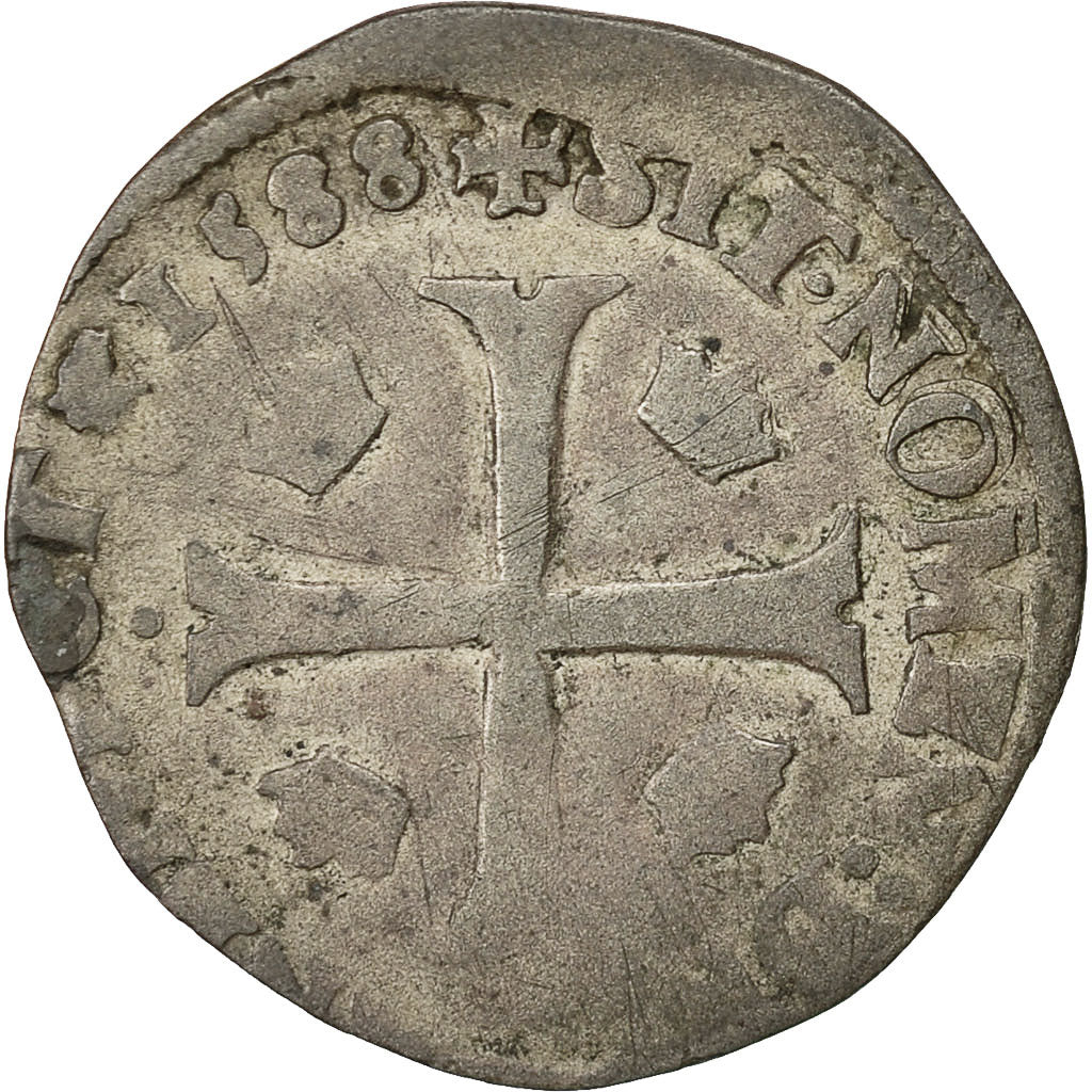 Coin, France, Henri III, Douzain, 1588, Paris, VF(20-25), Billon, Sombart:4398