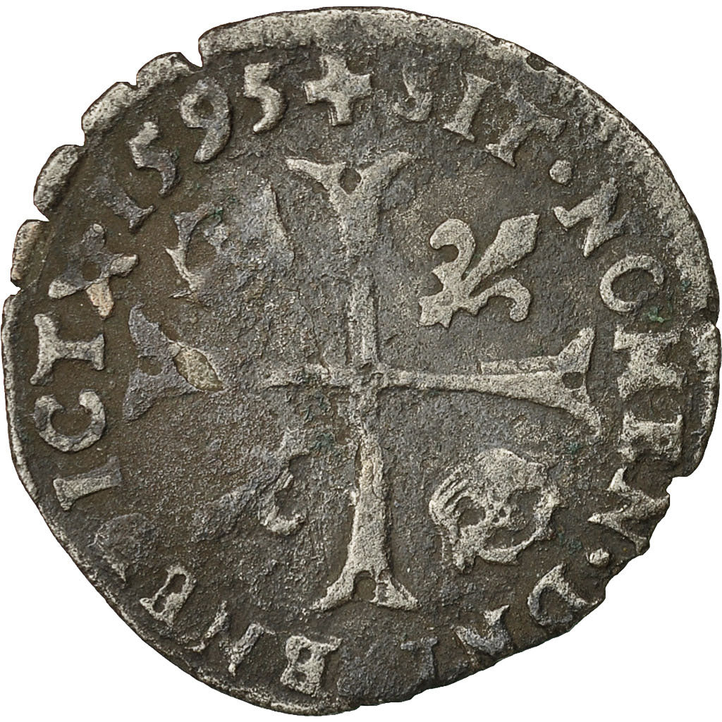Coin, France, Henri IV, Douzain, 1595, Limoges, VF(20-25), Billon, Sombart:4420