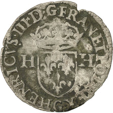 Moneda, Francia, Henri III, Douzain, 1575, Poitiers, BC+, Vellón, Sombart:4400