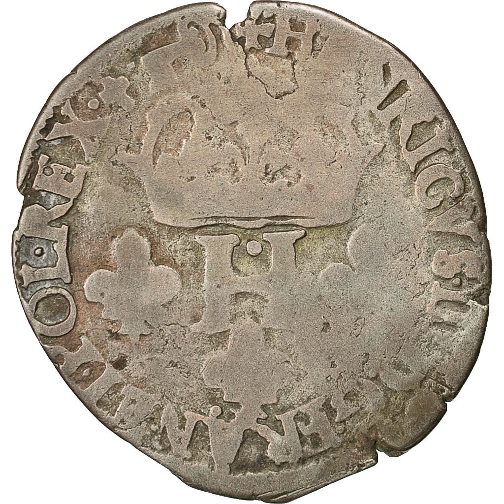 Moneta, Francia, Henri III, Double Sol Parisis, 1583, Dijon, B+, Biglione