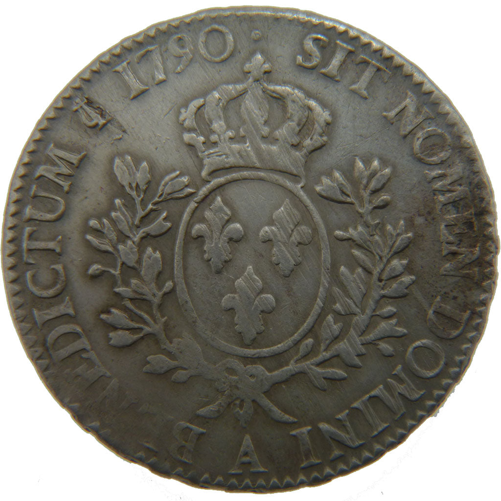 FRANCE, Ecu, 1790, Paris, VF(30-35), Silver, Gadoury #356, 29.10