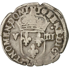 Coin, France, Henri III, 1/8 Ecu, 1589, Nantes, VF(30-35), Silver, Sombart:4664