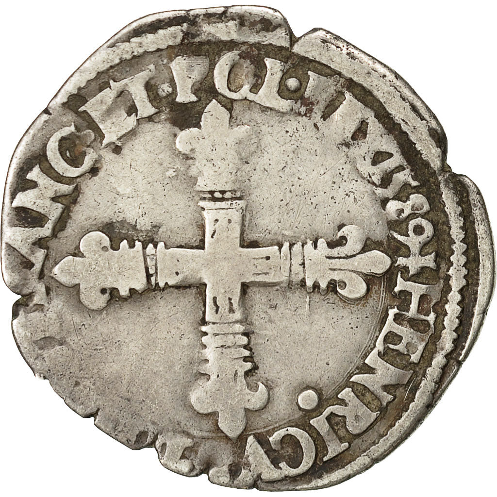 Coin, France, Henri III, 1/8 Ecu, 1589, Nantes, VF(30-35), Silver, Sombart:4664