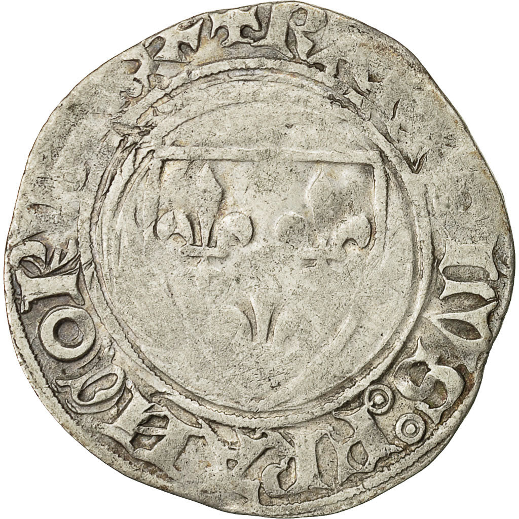 Moneta, Francia, Charles VI, Blanc Guénar, Saint Quentin, MB+, Biglione