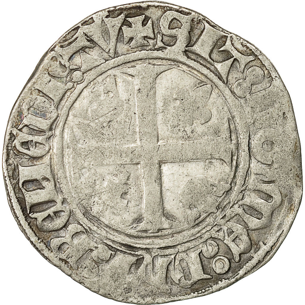 Moneta, Francia, Charles VI, Blanc Guénar, Saint Quentin, MB+, Biglione