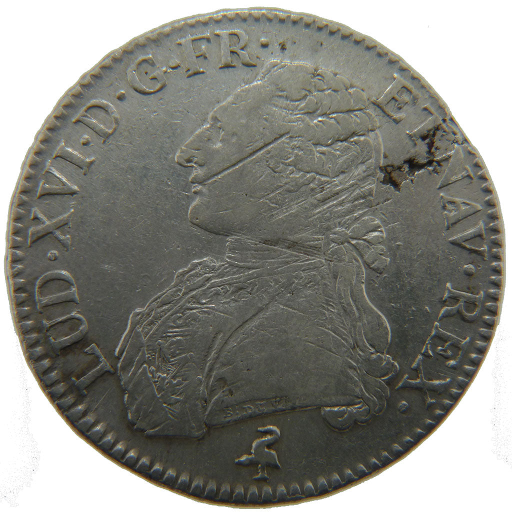 FRANCE, Écu aux branches d'olivier, ECU, 1790, Paris, KM #564.1, VF(30-35), ...