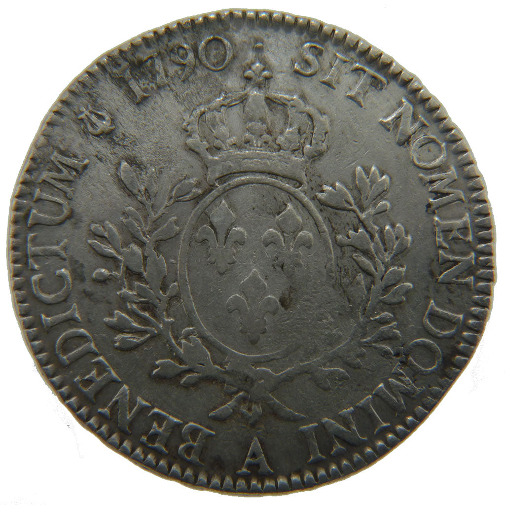 FRANCE, Écu aux branches d'olivier, ECU, 1790, Paris, KM #564.1, VF(30-35), ...