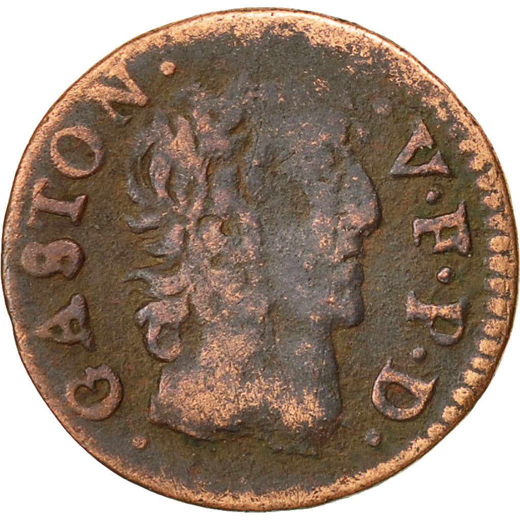 Münze, Frankreich, DOMBES, Gaston d'Orléans, Denier Tournois, 1650, Trévoux
