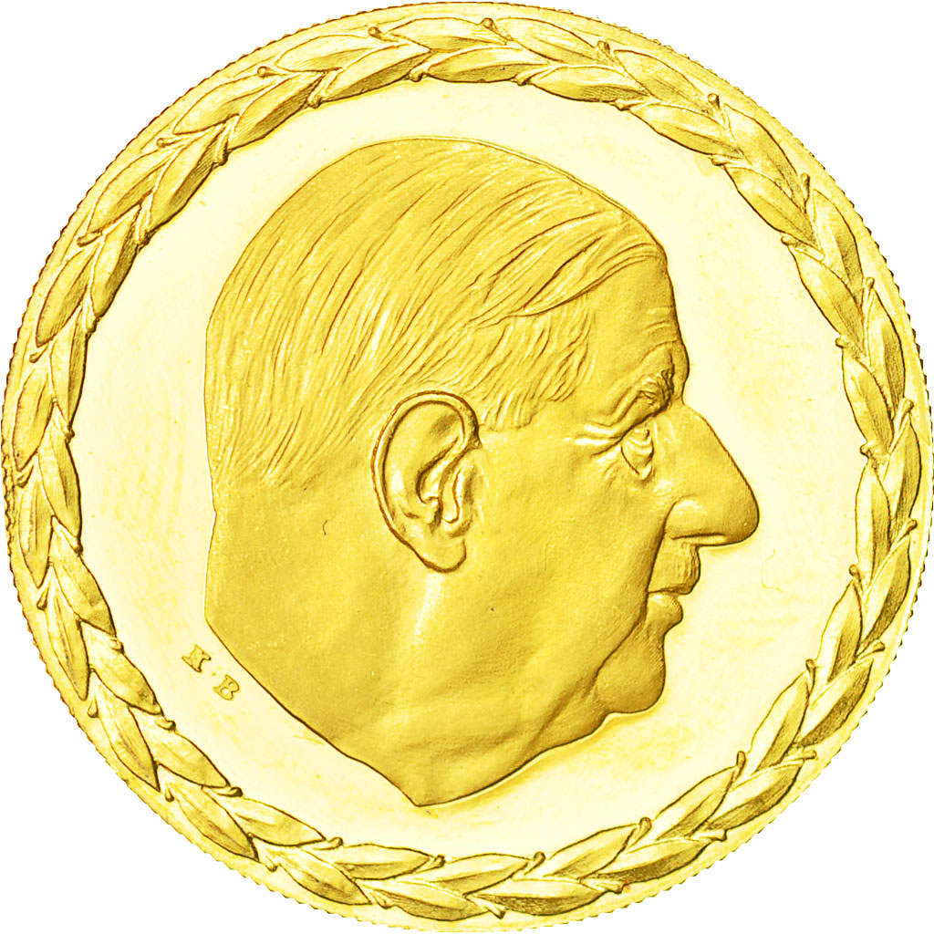 France, Medal, Charles de Gaulle, 1970, MS(64), Gold