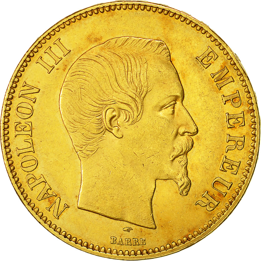 Coin, France, Napoleon III, 100 Francs, 1855, Paris, EF(40-45), Gold, KM:786.1