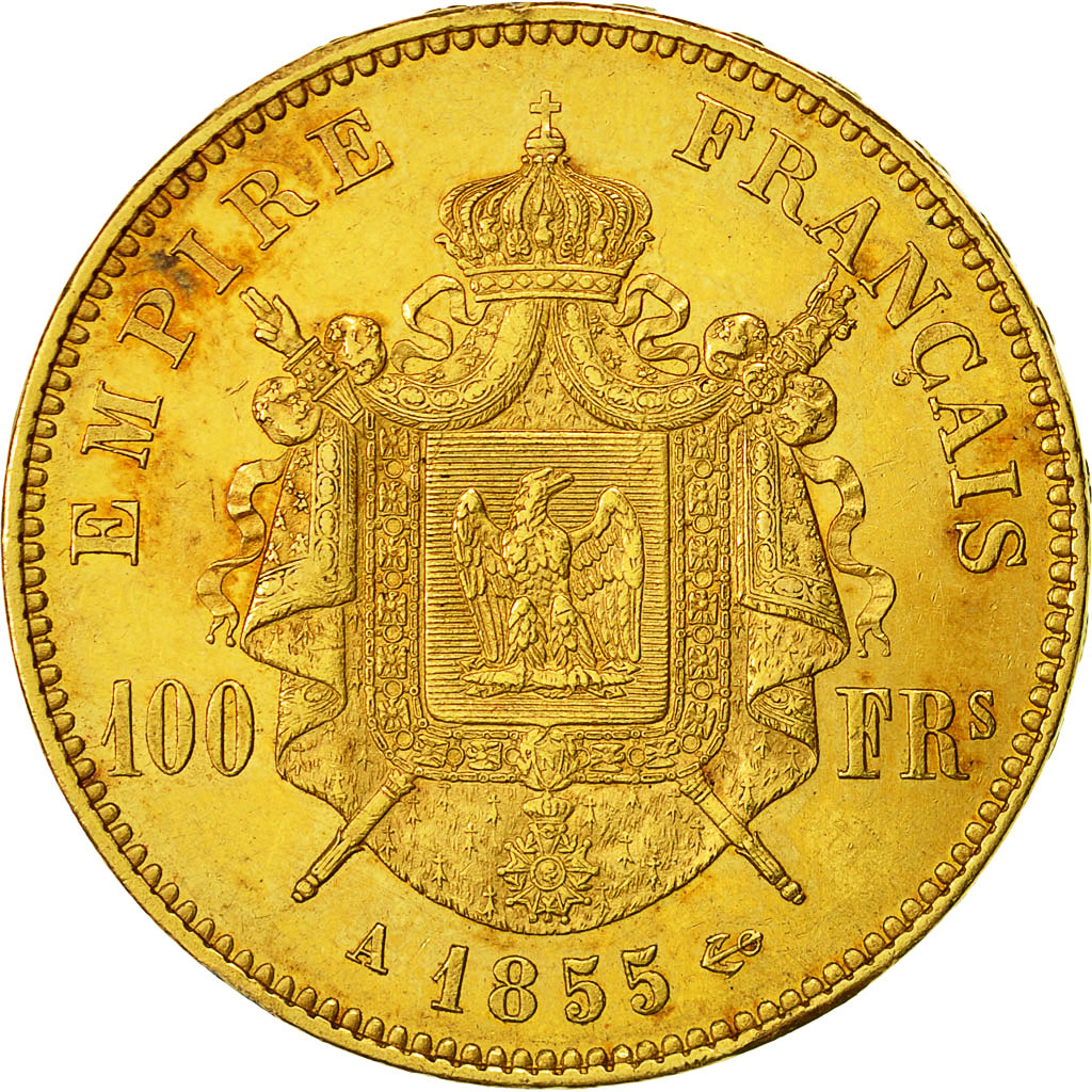 Coin, France, Napoleon III, 100 Francs, 1855, Paris, EF(40-45), Gold, KM:786.1