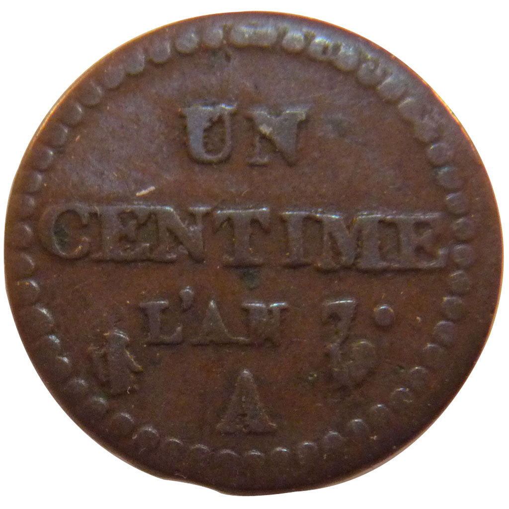FRANCE, Dupré, Centime, 1799, Paris, KM #646, VF(20-25), Bronze, 18, Gadoury #76