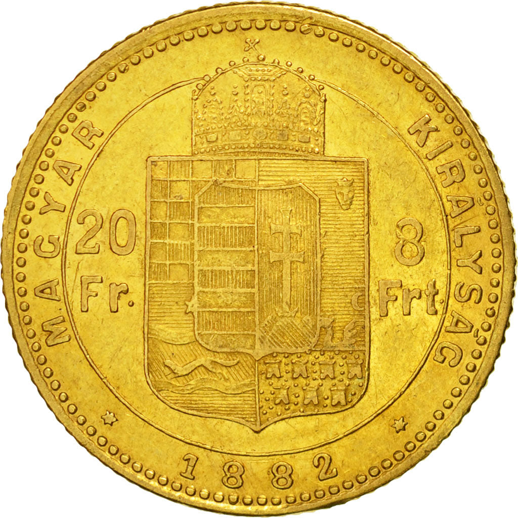 Monnaie, Hongrie, Franz Joseph I, 8 Forint 20 Francs, 1882, Kormoczbanya, TTB+