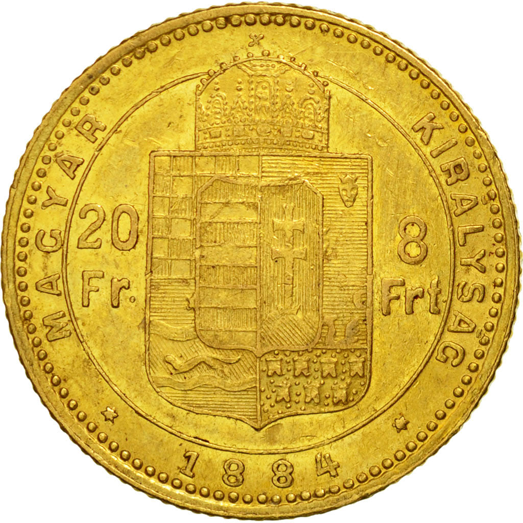 Munten, Hongarije, Franz Joseph I, 8 Forint 20 Francs, 1884, Kormoczbanya, ZF+