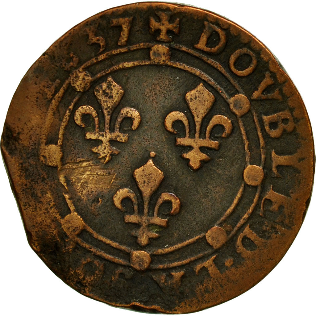 Monnaie, France, Ardennes, Charles de Gonzague, Double Tournois, 1637
