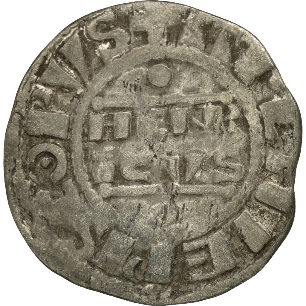 Moneta, Francia, Champagne, Henri II, Denarius, Reims, MB+, Argento