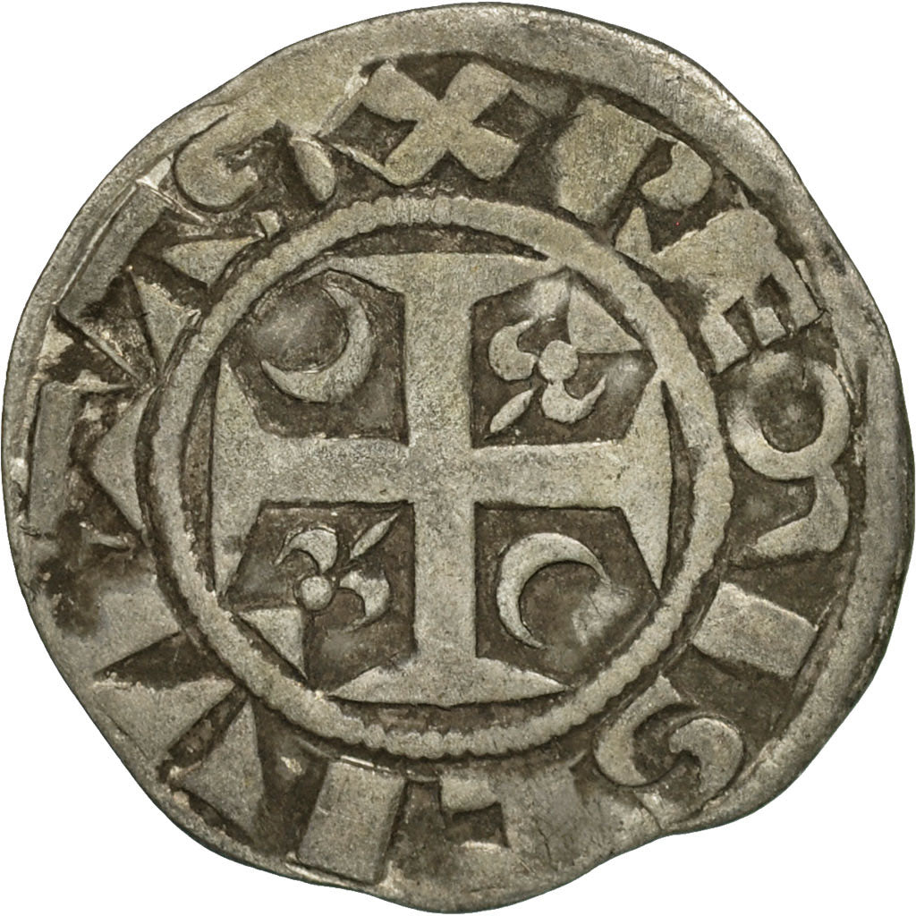 Moneta, Francia, Champagne, Henri II, Denarius, Reims, MB+, Argento