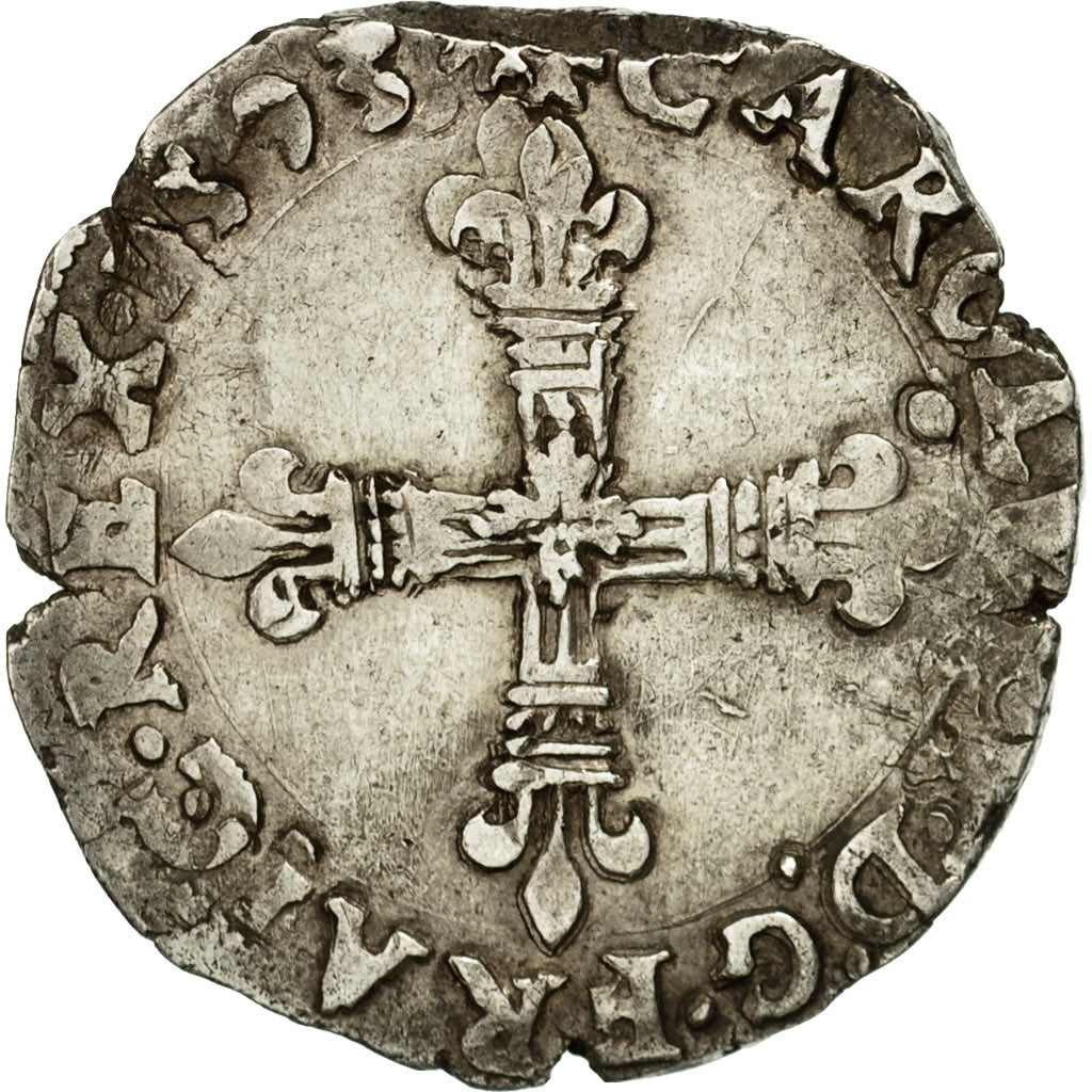 Coin, France, Charles X, 1/4 Ecu, 1593, Nantes, EF(40-45), Silver, Sombart:4670