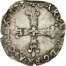 Coin, France, Charles X, 1/4 Ecu, 1593, Nantes, EF(40-45), Silver, Sombart:4670