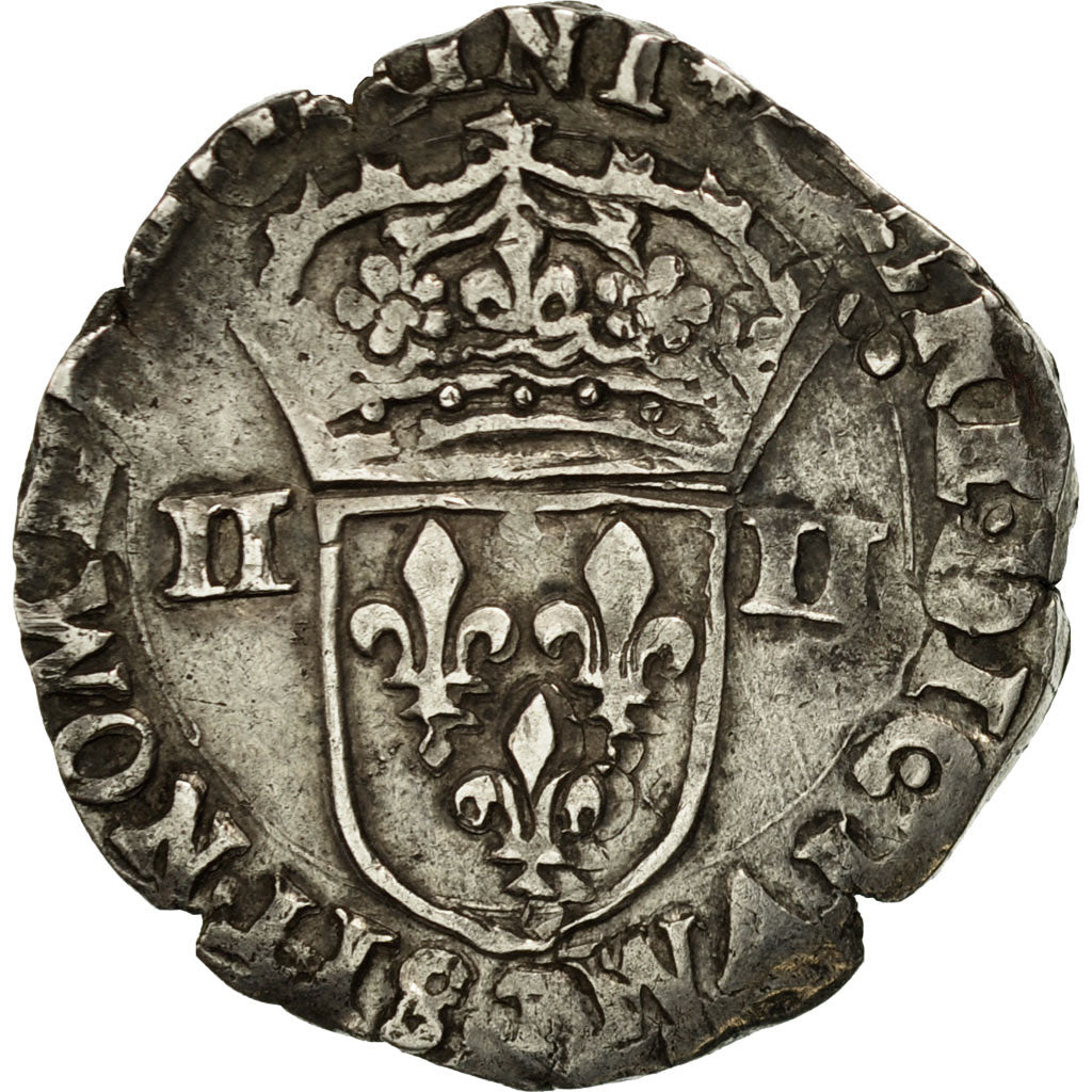 Coin, France, Charles X, 1/4 Ecu, 1593, Nantes, EF(40-45), Silver, Sombart:4670