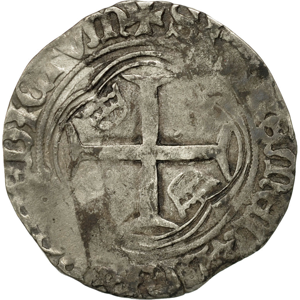 Coin, France, Charles VII, Blanc à la couronne, Rouen, VF(30-35), Billon
