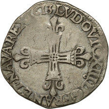 Coin, France, Louis XIII, 1/4 Écu à la croix, 1613, Rennes, VF(30-35), Silver