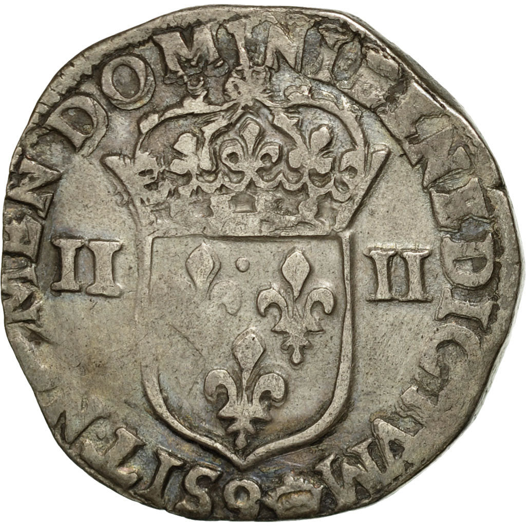 Coin, France, Louis XIII, 1/4 Écu à la croix, 1613, Rennes, VF(30-35), Silver