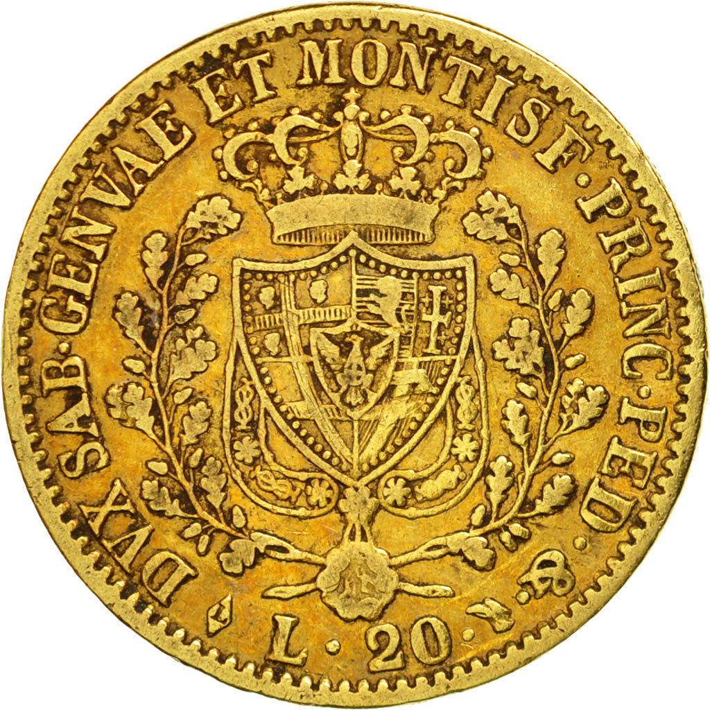 Monnaie, États italiens, SARDINIA, Carlo Felice, 20 Lire, 1828, Torino, TTB