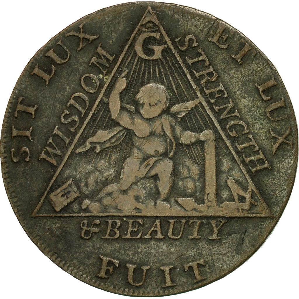 Coin, Great Britain, Masonic, Halfpenny Token, 1794, Middlesex, EF(40-45)