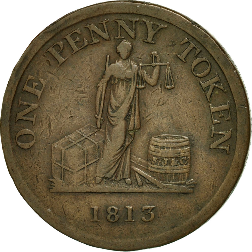 Coin, Great Britain, Phoenix Iron Works, Penny Token, 1813, Sheffield, EF(40-45)