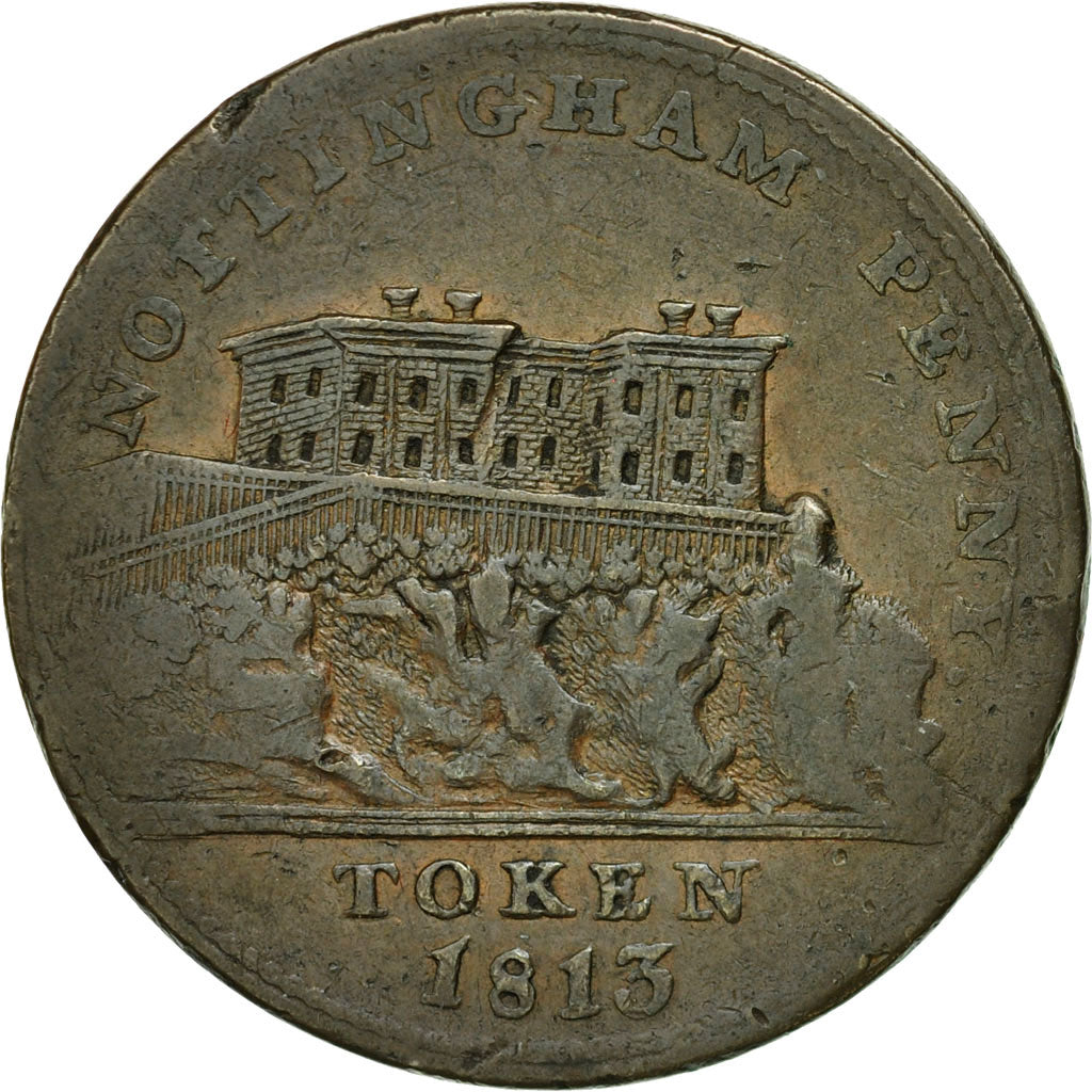 Monnaie, Grande-Bretagne, J M Fellows & Co, Penny Token, 1813, Nottingham, TTB