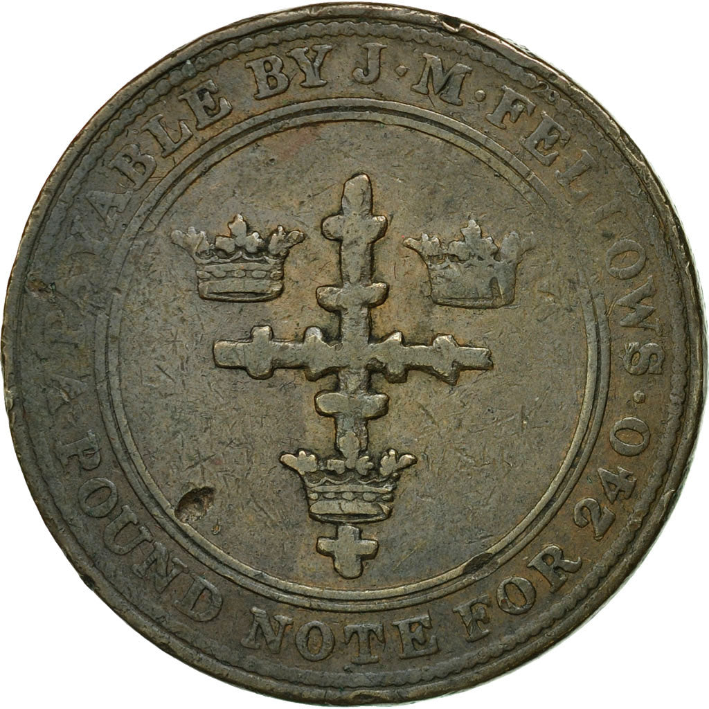 Monnaie, Grande-Bretagne, J M Fellows & Co, Penny Token, 1813, Nottingham, TTB
