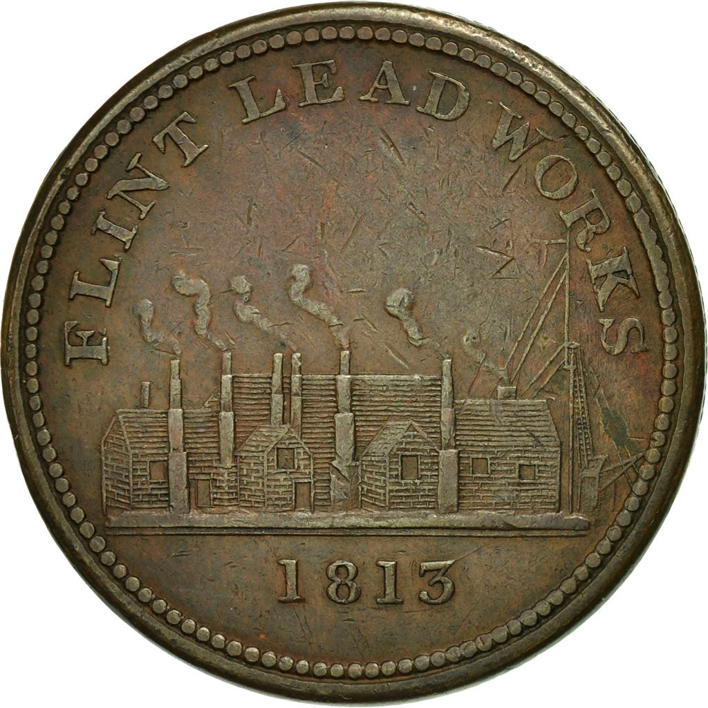 Coin, Great Britain, Wales, Flint Lead Works, Penny Token, 1813, EF(40-45)