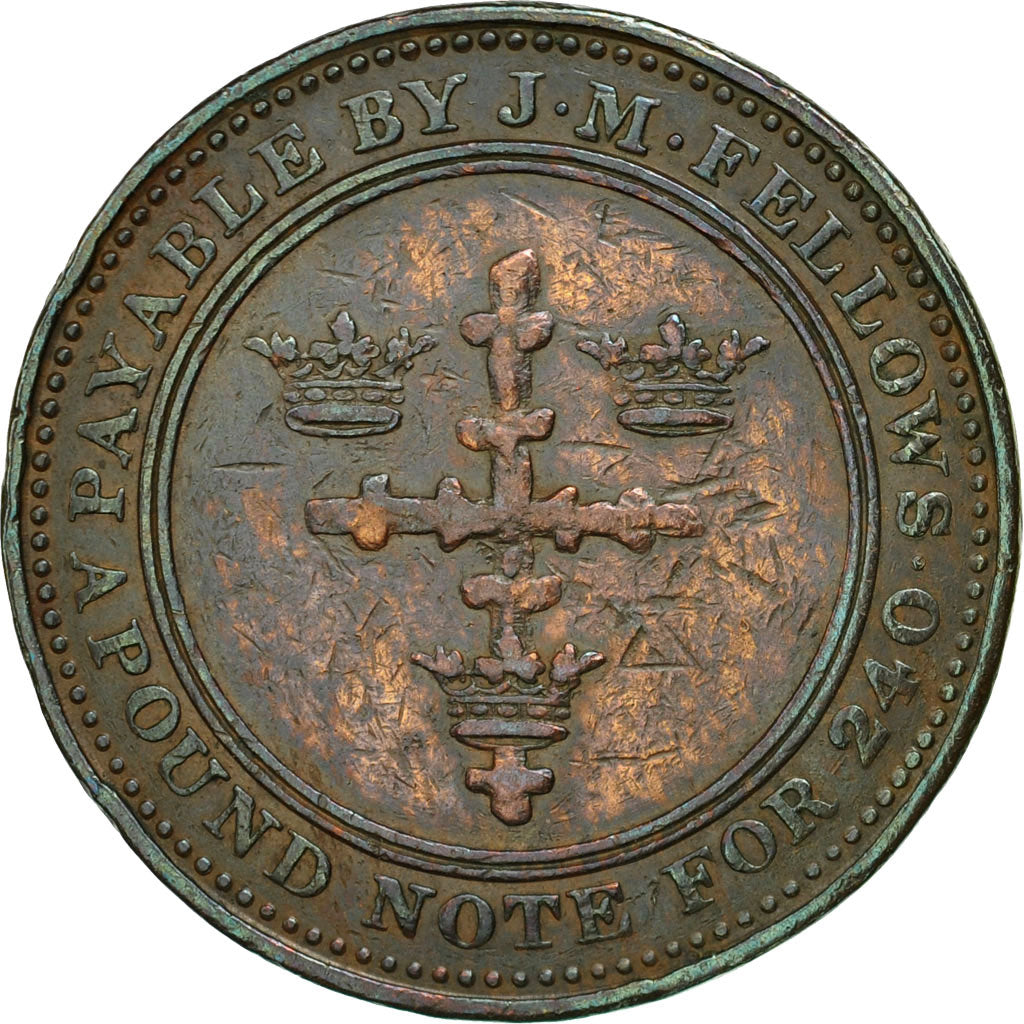 Coin, Great Britain, J M Fellows & Co, Penny Token, 1813, Nottingham, EF(40-45)