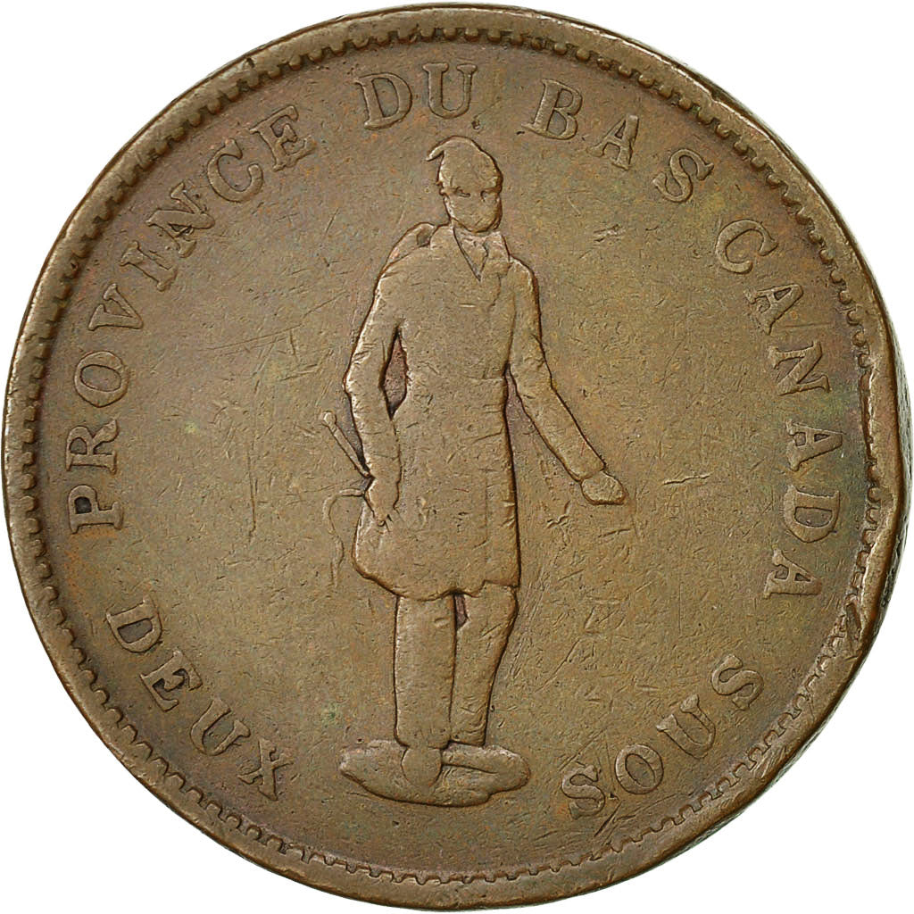 Coin, Canada, LOWER CANADA, 2 Sous, PENNY, 1837, Soho Mint, Birmingham