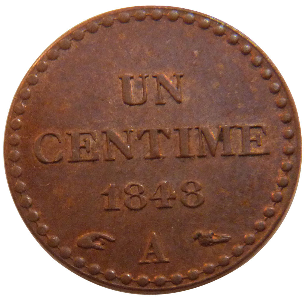 FRANCE, Dupré, Centime, 1848, Paris, KM #754, MS(60-62), Bronze, Gadoury #84, 2.