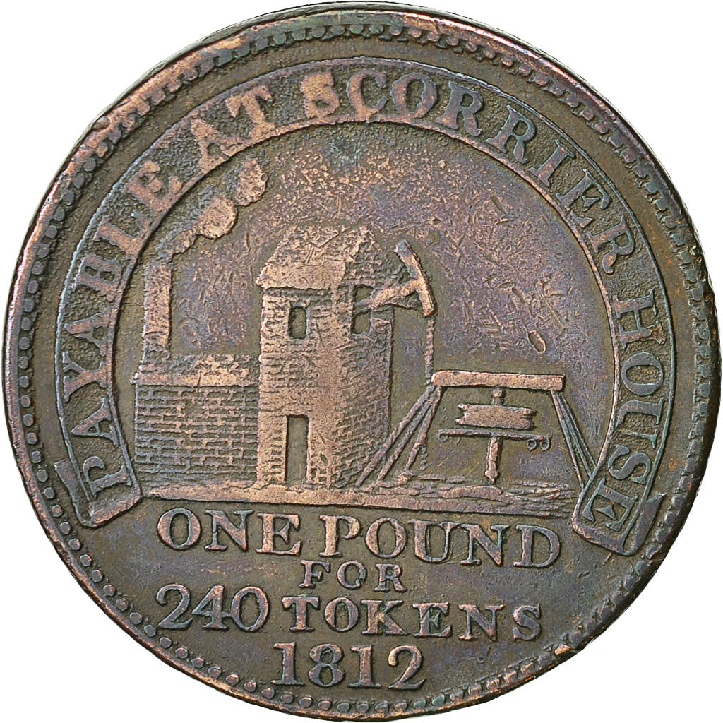 Moneta, Gran Bretagna, Cornwall, Scorrier House, Penny Token, 1812, MB+, Rame