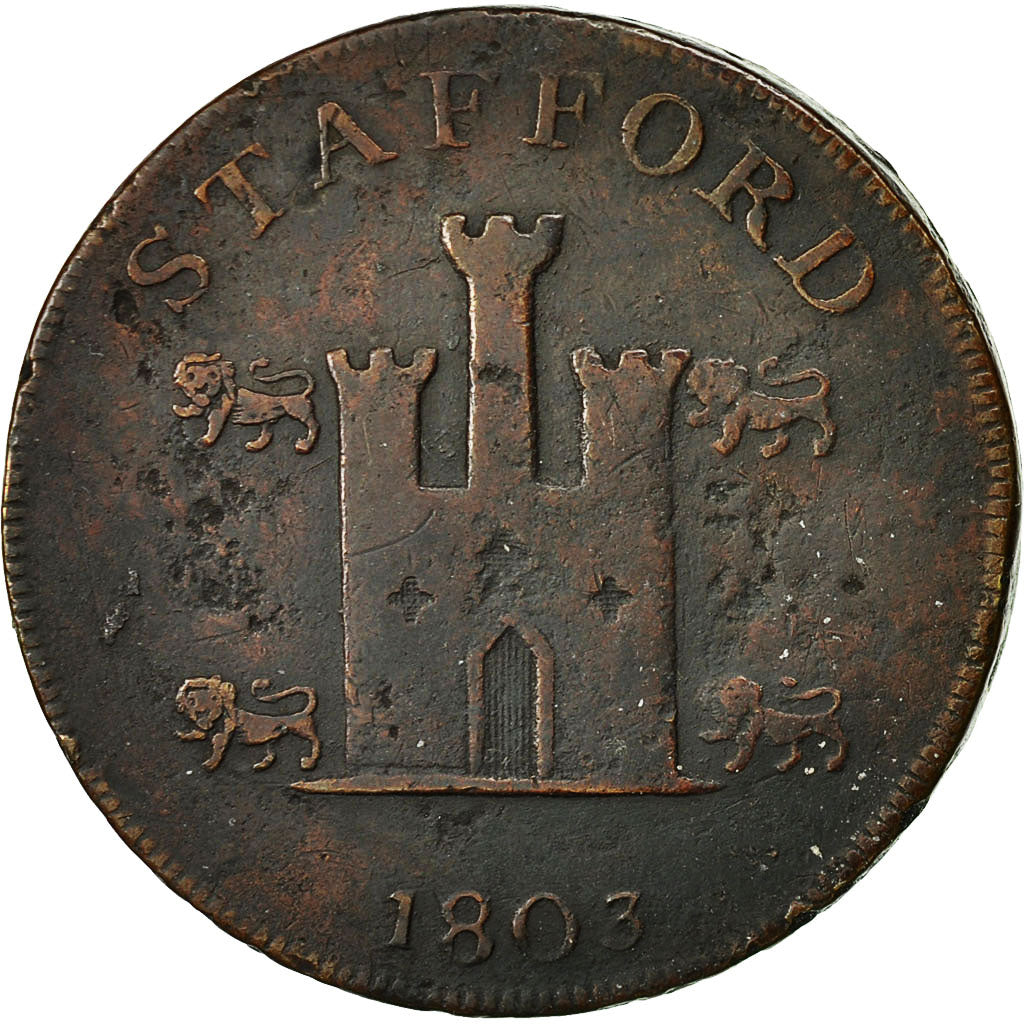 Moneta, Gran Bretagna, Staffordshire, Penny Token, 1803, Stafford, MB+, Rame