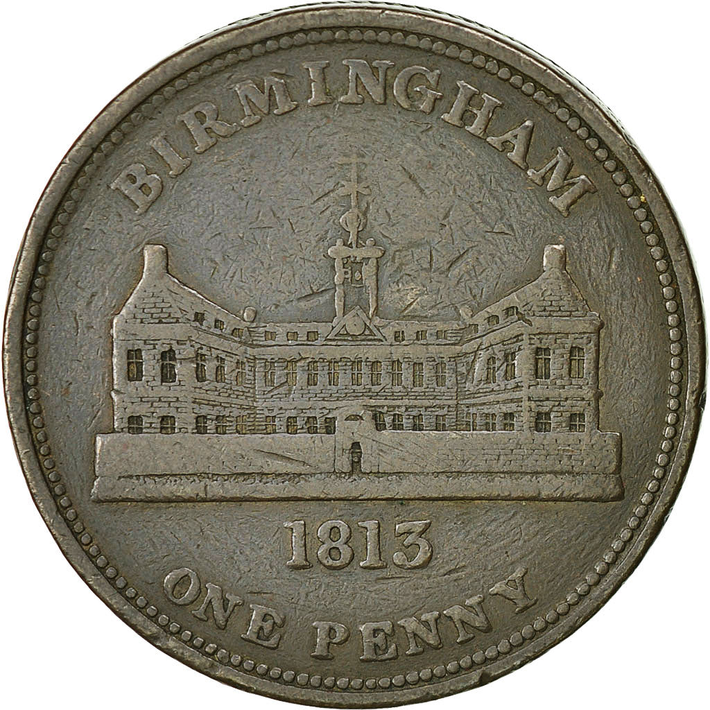 Coin, Great Britain, Workhouse, Penny Token, 1813, Birmingham, VF(30-35), Copper
